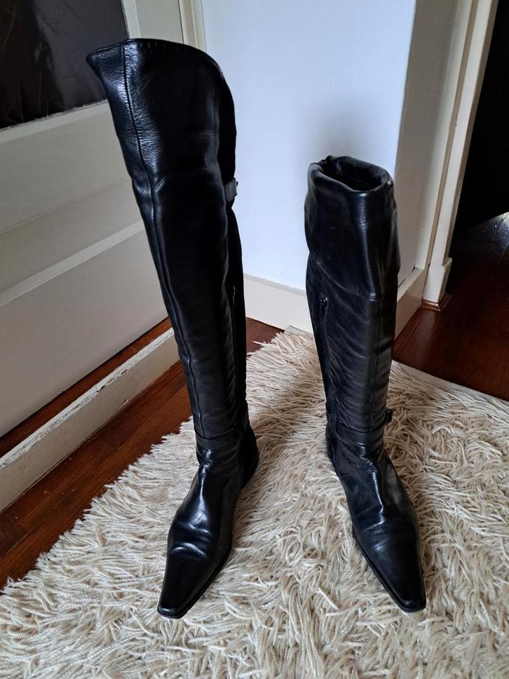 Zwarte suede/leren hoge laarzen, Via Vai, Mt.41, Kleding | Dames, Schoenen, Zo goed als nieuw, Hoge laarzen, Zwart, Ophalen of Verzenden