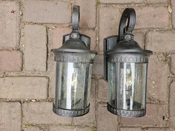 2x retro antieke look buitenlamp met kooldraadlamp  beschikbaar voor biedingen