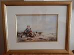 Aquarel Herman ten Kate, spelende kinderen, Ophalen of Verzenden