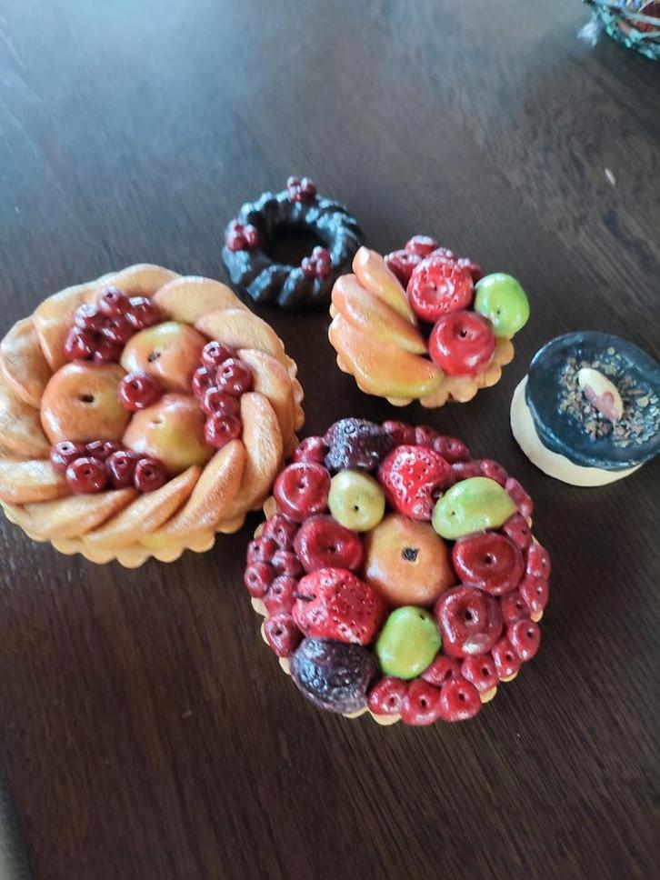 Miniatuur Fruit Taartjes - Handgemaakt, Antiek en Kunst, Curiosa en Brocante, Ophalen of Verzenden