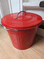 Rode metalen emmer - prullenbak - opruimbak - knodd ikea, Minder dan 50 cm, Gebruikt, Ophalen of Verzenden, 10 tot 20 liter