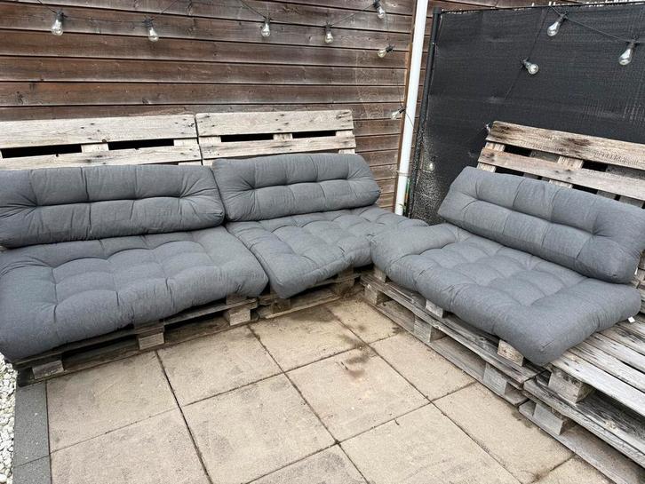 Grijze palletkussens – zo goed als nieuw! ALS SET OF LOS, Tuin en Terras, Tuinmeubel-accessoires, Zo goed als nieuw, Ophalen