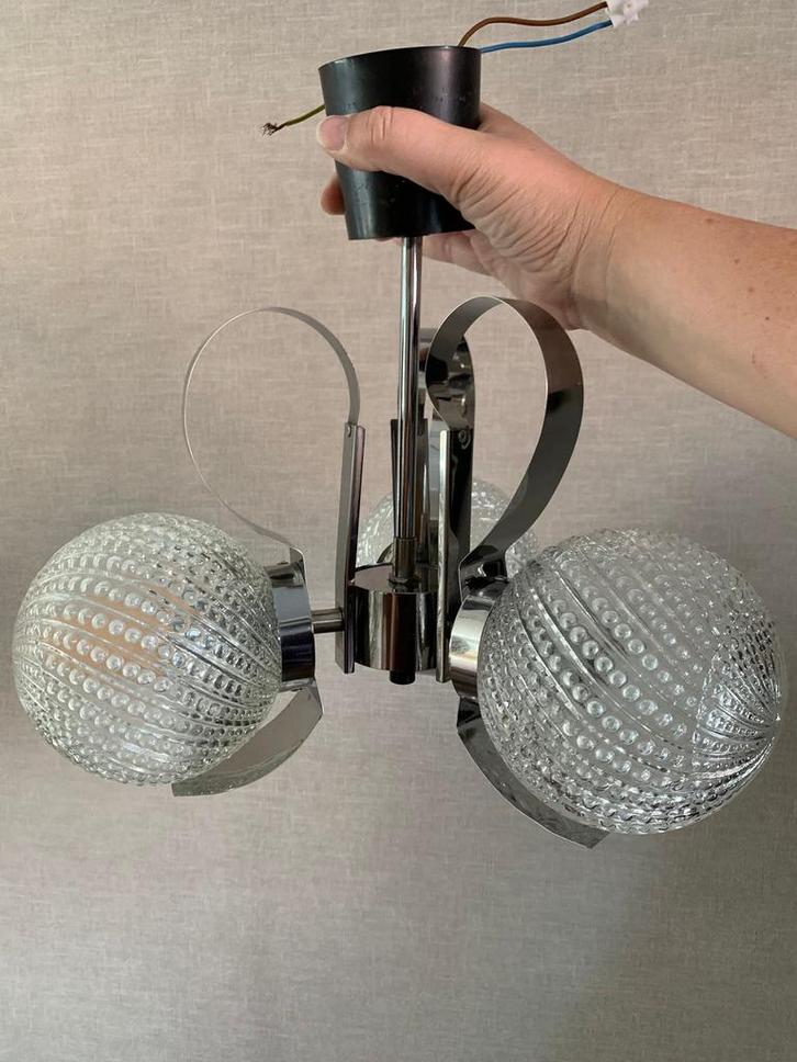 Mooie vintage/retro plafondlamp/3 armige plafondlamp jaren70, Huis en Inrichting, Lampen | Plafondlampen, Gebruikt, Ophalen of Verzenden