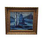 Vintage schilderij met bosmeertje H. vd Horst, jaren 60/70, Antiek en Kunst, Ophalen of Verzenden