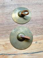 Vintage vinger cimbalen messing met lederen lusjes, Overige merken, Gebruikt, Onbekend, Ophalen of Verzenden