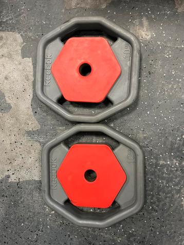 Reebok 2 x 10 kg rep bodypump halter schijven 30mm gewichten beschikbaar voor biedingen