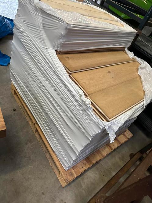 Eiken parket vloer 43m2 visgraat, Doe-het-zelf en Verbouw, Vloerdelen en Plavuizen, Zo goed als nieuw, Parket, Hout, 50 tot 150 cm