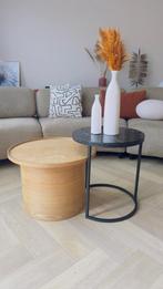 Round coffee table (Marble + wooden+ metal), Huis en Inrichting, Ophalen, Metaal, Rond, 50 tot 100 cm