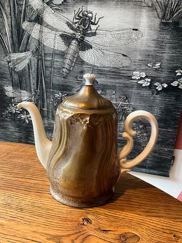 Vintage art & craft style theepot / koffiepot met warmhouder beschikbaar voor biedingen