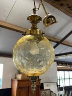 Prachtige vintage Massive wandlamp messing champagne glas, Gebruikt, Ophalen of Verzenden, Glas, Vintage mid century Massive hanglamp