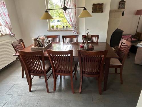 Eettafel van kersenhout met max 10 stoelen., Huis en Inrichting, Tafels | Eettafels, Gebruikt, 50 tot 100 cm, 200 cm of meer, Vijf personen of meer