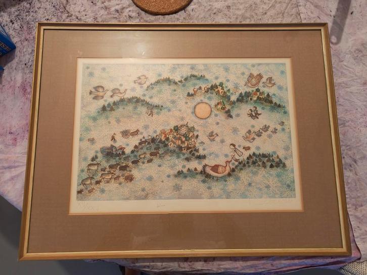 Françoise Deberdt Hivernale, Antiek en Kunst, Kunst | Etsen en Gravures, Ophalen of Verzenden