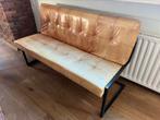 Leren eetkamerbank camel 145cm Arad V-Art ding bench, Ophalen, Gebruikt