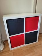 Ikea Kallax kast 4 vakken, inclusief 4 stoffen inzetbakken, Ophalen, Zo goed als nieuw