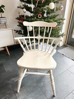 Vintage Windsor Stoel - Wit Hout - Landelijke Stijl, Huis en Inrichting, Stoelen, Ophalen, Gebruikt, Wit, Eén