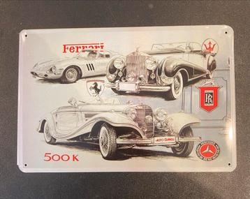 Vintage Auto Plaat - Ferrari, Rolls Royce, Mercedes beschikbaar voor biedingen