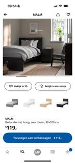 2x ikea malm bed 1 persoons, Ophalen, 90 cm, Eenpersoons, Zwart