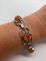 X921 Prachtige zilveren armband barnsteen, Sieraden, Tassen en Uiterlijk, Antieke sieraden, Ophalen of Verzenden, Zilver, Armband