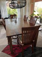 Eettafel plus 6 stoelen.in prima staat.kersen houten tafel., Huis en Inrichting, Complete eetkamers, Ophalen, Gebruikt, 4 tot 6 stoelen