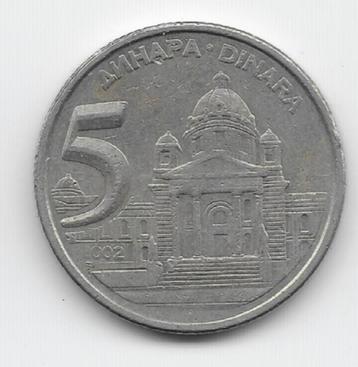 Joegoslavië 5 dinar 2002  KM# 182 beschikbaar voor biedingen