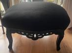 Barok poef voetenbank zwart velours 73x73cm stof in nwst., Ophalen, Barok, Hout, Zo goed als nieuw
