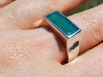 Vanoli 925 zilveren heren ring groene agaat maat 20,25, Sieraden, Tassen en Uiterlijk, Ringen, Vanoli, 20 of groter, Amsterdam