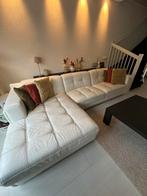 Witte lederen hoekbank in stevige staat, Huis en Inrichting, Banken | Bankstellen, Ophalen, Gebruikt, Hoekbank, 300 cm of meer