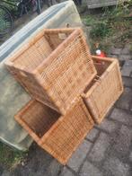 3  rieten manden vierkant, Huis en Inrichting, Gebruikt, Mand, Vierkant, Ophalen of Verzenden