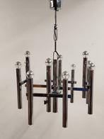 Vintage Italiaanse 1960s Chromé Sciolari 12-armige hanglamp, Huis en Inrichting, Lampen | Hanglampen, Ophalen of Verzenden, Zo goed als nieuw