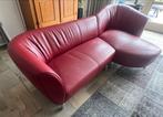 Leolux Pupilla design bank met chaise long rood leer, Ophalen, 250 tot 300 cm, Gebruikt, Klassiek