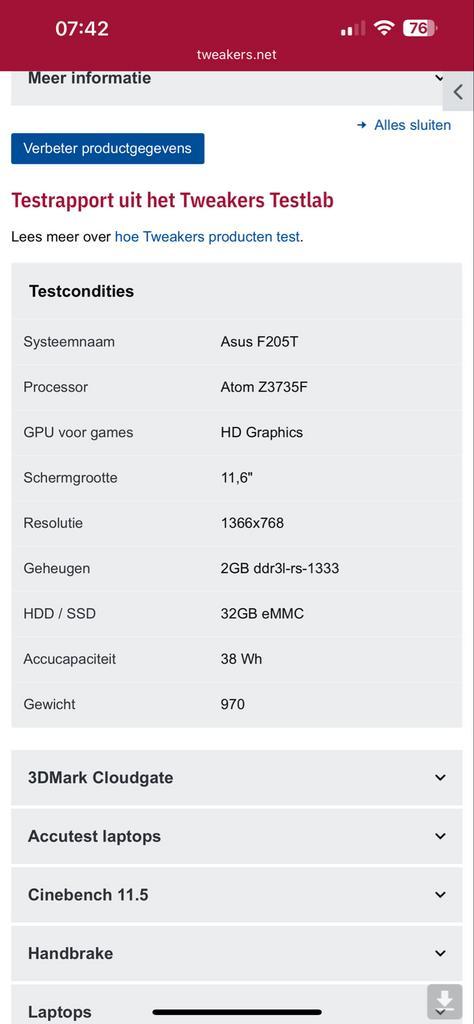 Asus Eeebook F205T - Mini Laptop, Computers en Software, Windows Laptops, Gebruikt, 11 inch, SSD, Minder dan 2 Ghz, Minder dan 4 GB