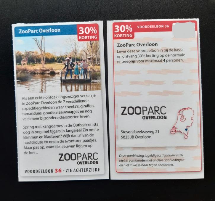 ZooParc Overloon 30% korting voor max. 4 personen., Tickets en Kaartjes, Recreatie | Dierentuinen