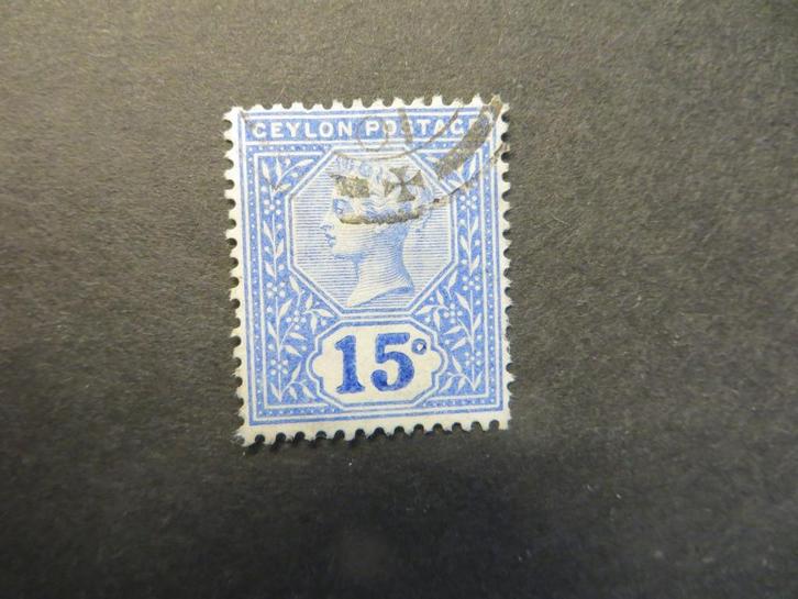 A08677: Ceylon QV 15 c, Postzegels en Munten, Postzegels | Azië, Ophalen of Verzenden