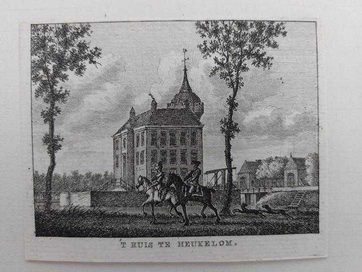 162 / Huis te Heukelom Gravure uit 1792 van J. Bulthuis, Antiek en Kunst, Kunst | Etsen en Gravures, Ophalen of Verzenden