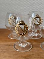 5 Vintage Napoleon Cognac Glaasjes met Goud Embleem Opdruk, Verzamelen, Glas en Borrelglaasjes, Ophalen of Verzenden, Gebruikt