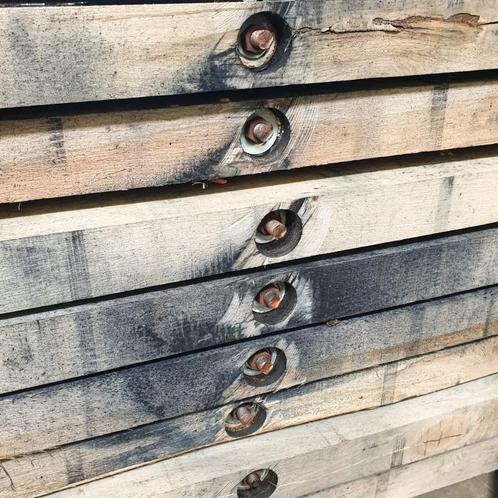 XL Eiken stamtafel, Industriele balken tafels massief, Huis en Inrichting, Tafels | Bijzettafels, Gebruikt