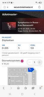 Eros Ramazzotti 1 ticket 18 oktober, Tickets en Kaartjes, Eén persoon, Oktober