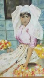 klederdracht vrouw tulpen tegeltjes de Jong super Hollands, Antiek en Kunst, Kunst | Schilderijen | Klassiek, Ophalen