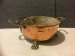 Antiek koperen pot met oortjes en leeuwenpootjes, Antiek en Kunst, Ophalen of Verzenden