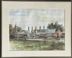 Leiderdorp - Aquarel - Bep Brom - Bongers, Antiek en Kunst, Kunst | Schilderijen | Klassiek, Ophalen of Verzenden