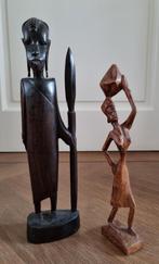 Te koop 2 antieke Afrikaanse houten beeldjes., Antiek en Kunst, Kunst | Beelden en Houtsnijwerken, Ophalen of Verzenden