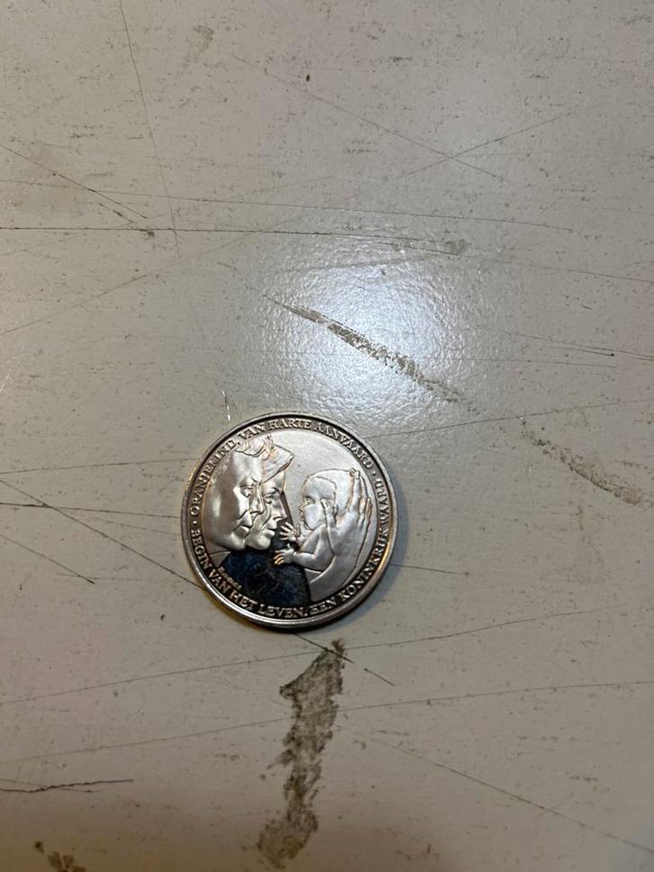 Zilveren Penning geboorte Prinses Catharina Amalia, Postzegels en Munten, Penningen en Medailles, Zilver, Nederland, Ophalen of Verzenden