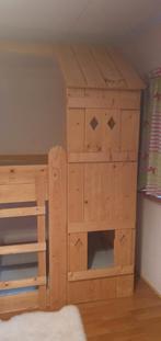 Uniek Houten Stapelbed - Huismodel, Ophalen, Zo goed als nieuw, Stapelbed