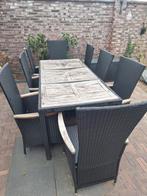 9-delige wicker tuinset, Tuin en Terras, Tuinsets en Loungesets, Ophalen, Gebruikt, 8 zitplaatsen, Wicker