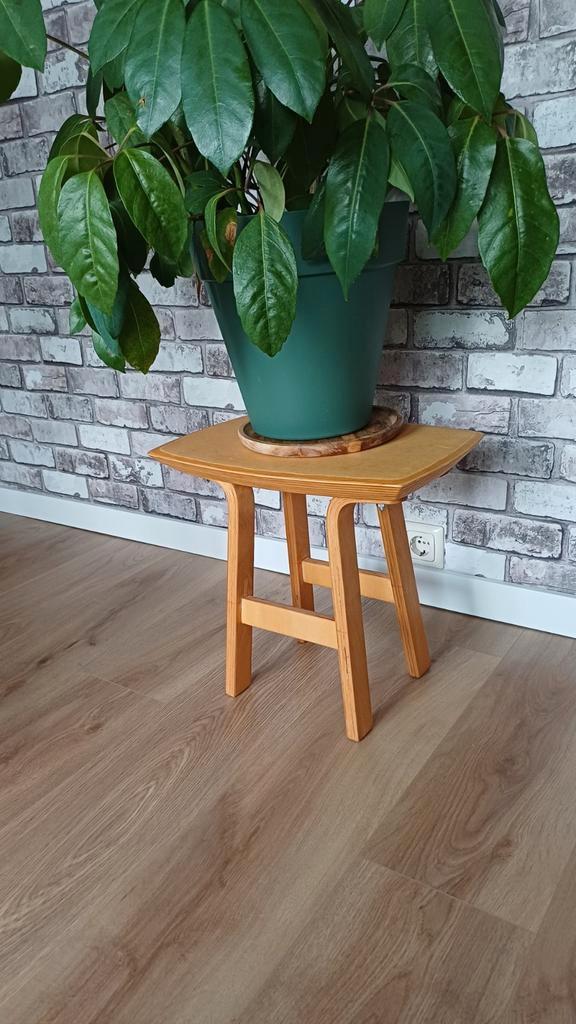Mid Century Bijzettafel/Krukje - Zelfgemaakt, Huis en Inrichting, Stoelen, Zo goed als nieuw, Eén, Hout, Bruin, Ophalen of Verzenden