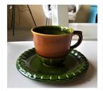 kop en schotel  groen/bruin design /staffel stoneware, Ophalen of Verzenden