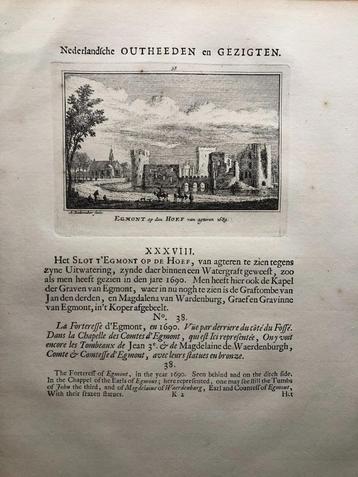 038 / Egmond op de Hoef van achteren Kopergravure 1725 beschikbaar voor biedingen