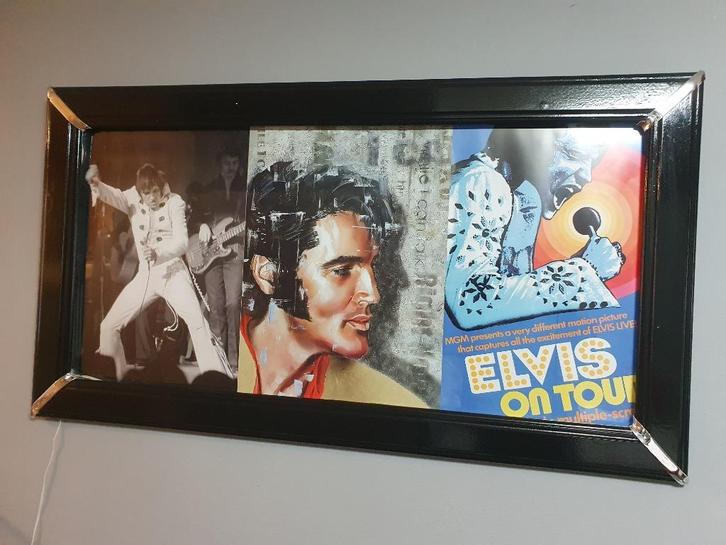Mooi groot schilderij met ledverlichting van Elvis Presley, Verzamelen, Muziek, Artiesten en Beroemdheden, Zo goed als nieuw, Poster, Artwork of Schilderij