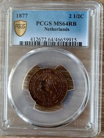 2 1/2 Cent 1877 PCGS  MS64 RB.