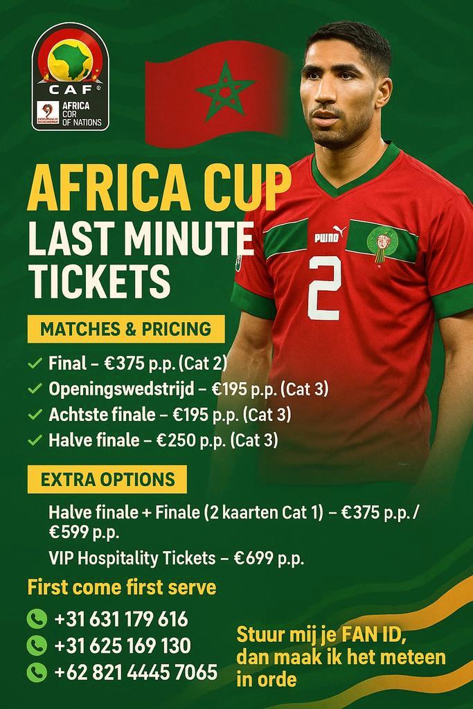 Vip hospitality Tickets Maroc 2025, Tickets en Kaartjes, Overige Tickets en Kaartjes, Drie personen of meer